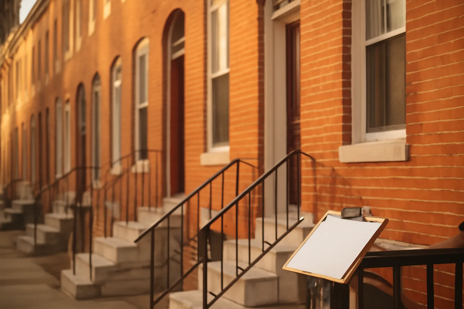 Baltimore rowhouses with marble steps during a rental license inspection visit