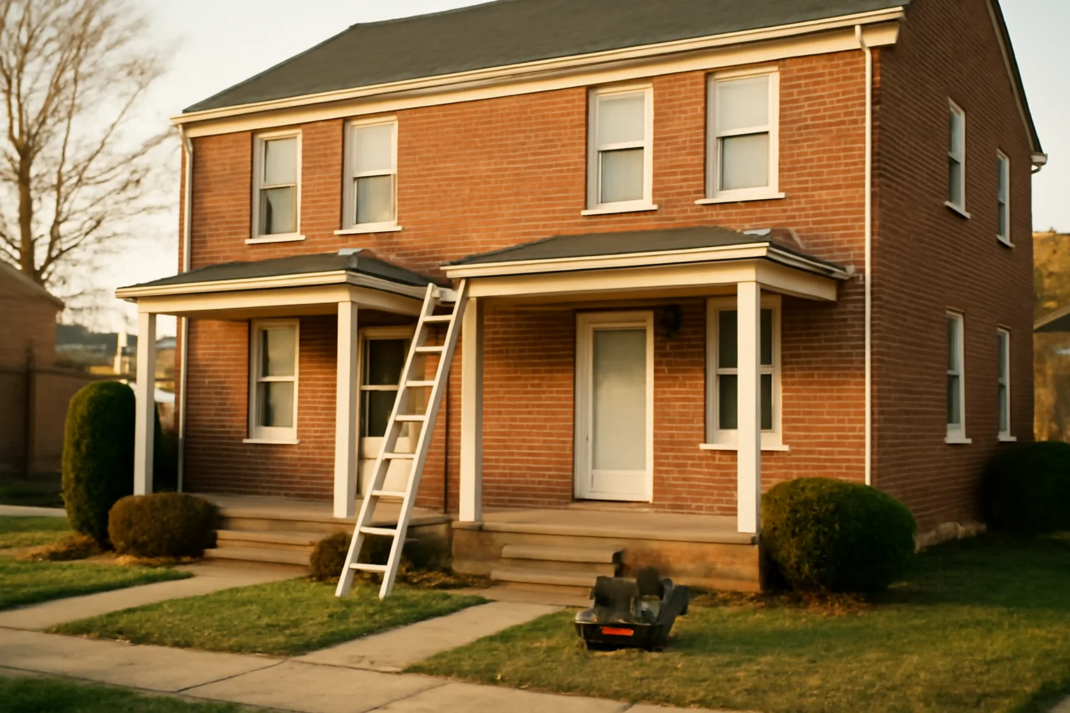 Brick rowhouse duplex representing a Baltimore County rental license application property