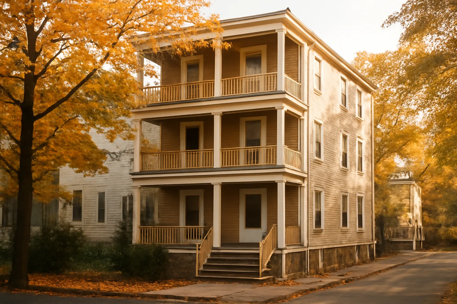 Boston triple-decker apartment building exterior representing a rental housing inspection
