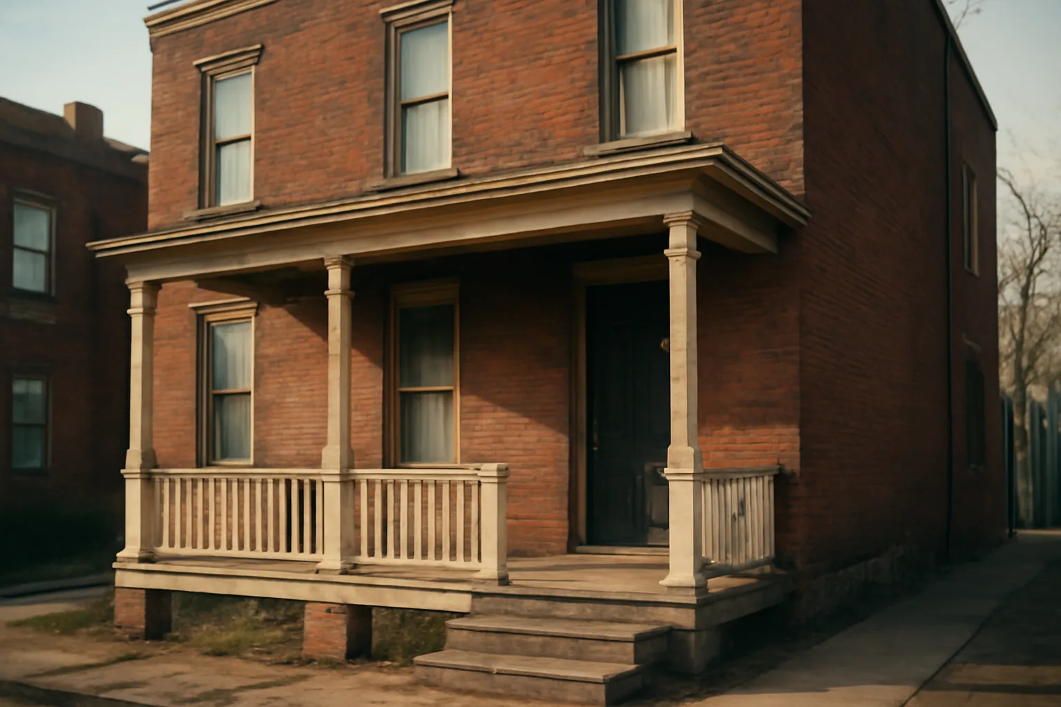 Brick two-family rental rowhouse exterior representing city of Buffalo rental registration rules