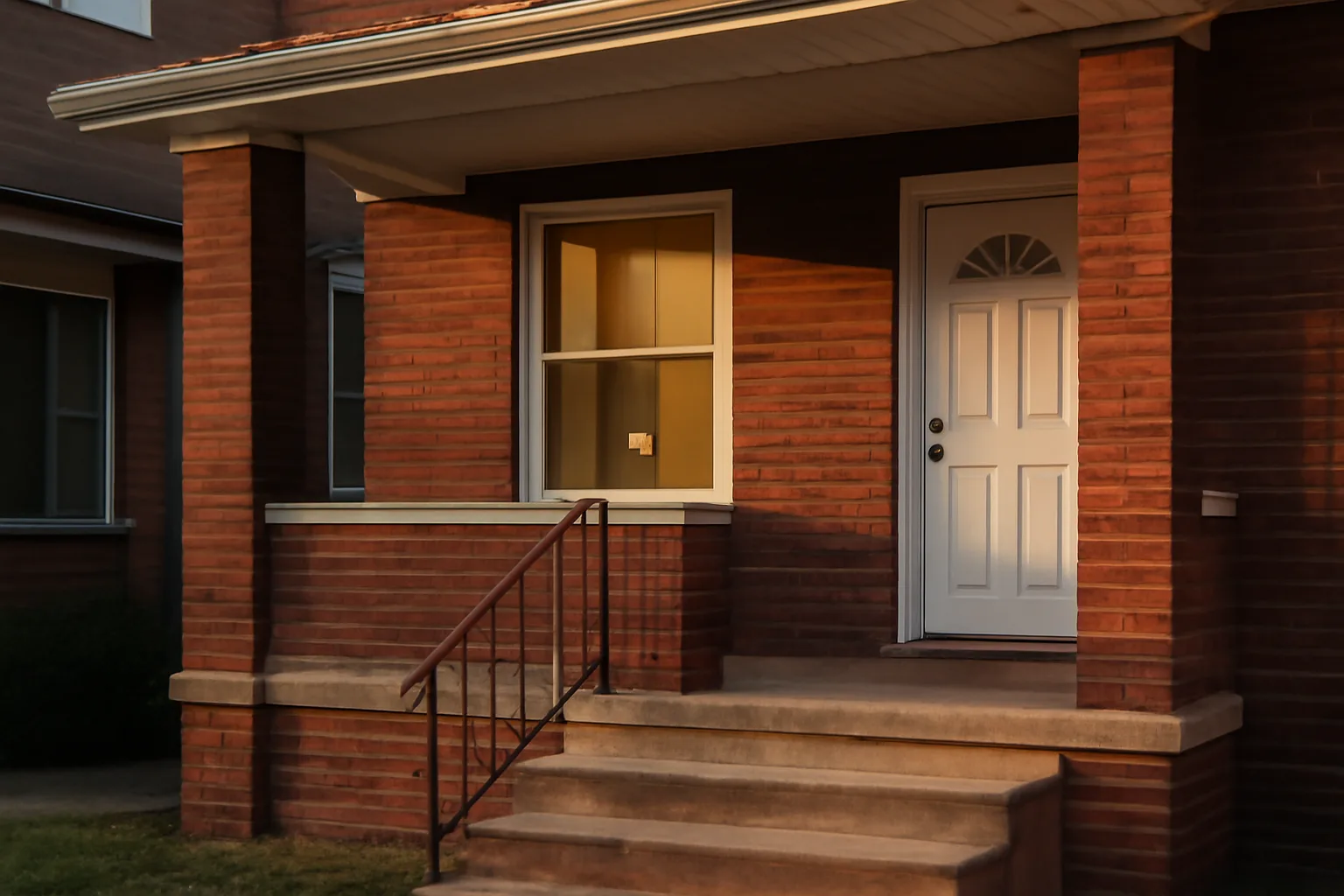 Brick duplex rental property on a Cuyahoga County residential street