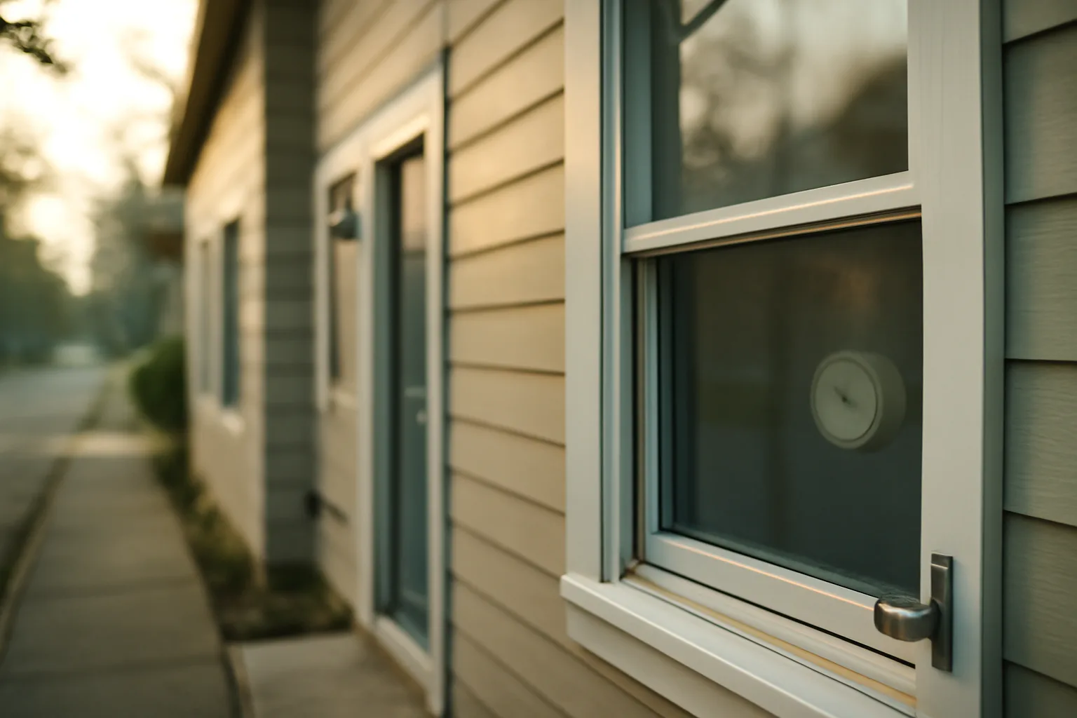 Duplex window and smoke detector illustrating a Denver rental inspection scene