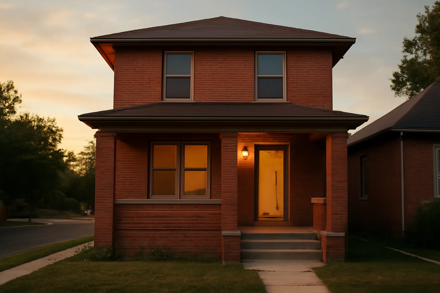 Denver duplex rental property exterior at dusk representing rental license application process