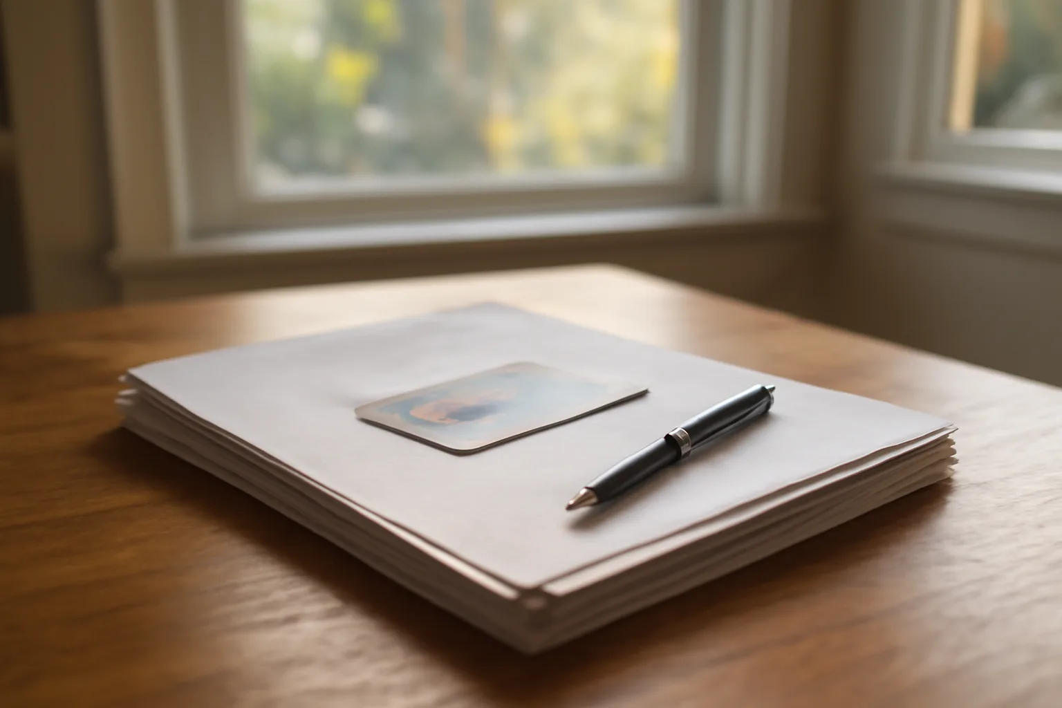 Documents and ID on a table representing paperwork required to rent an apartment in Seattle