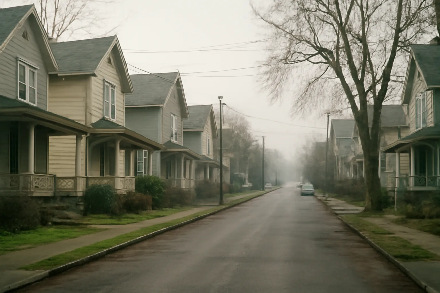 Row of Portland long-term rental homes on a quiet street in morning light