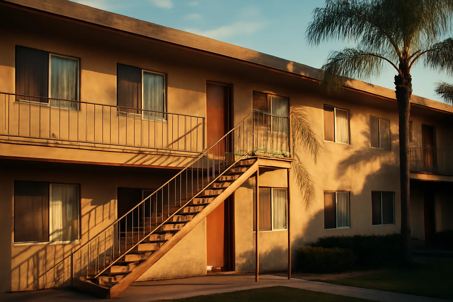 Older LA courtyard apartment building representative of RSO-covered rental registry properties