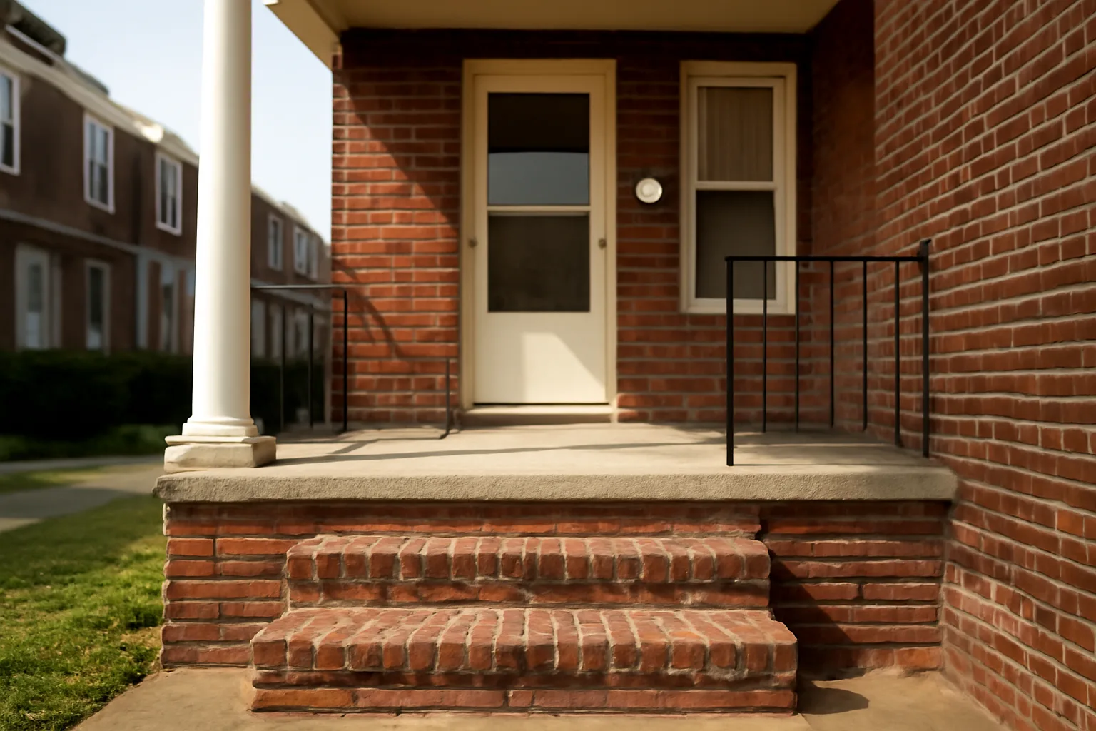 Baltimore County rowhouse porch and doorway representing rental license inspection points
