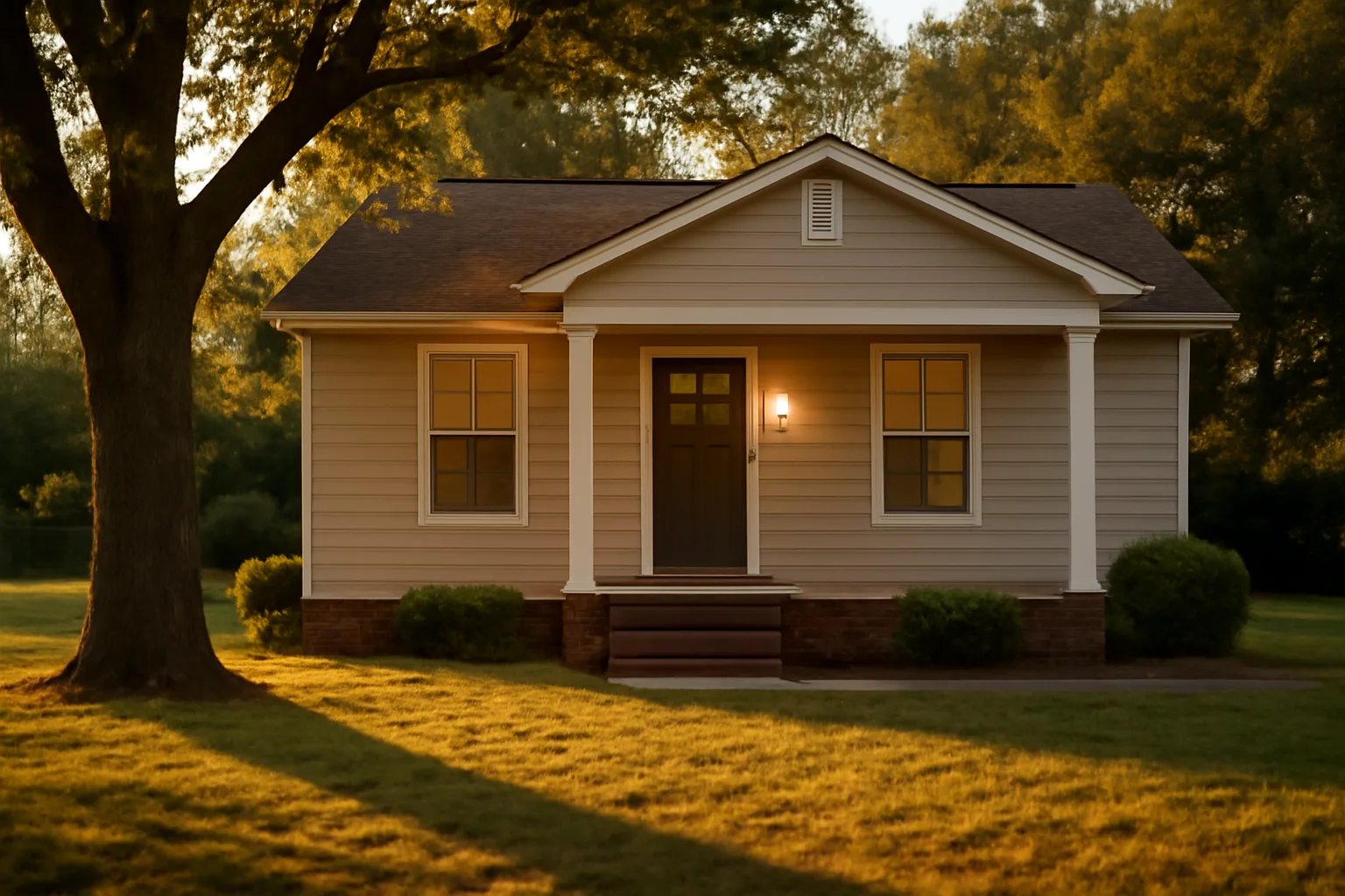 Small rental house exterior at dusk representing South Carolina landlord tenant act rules