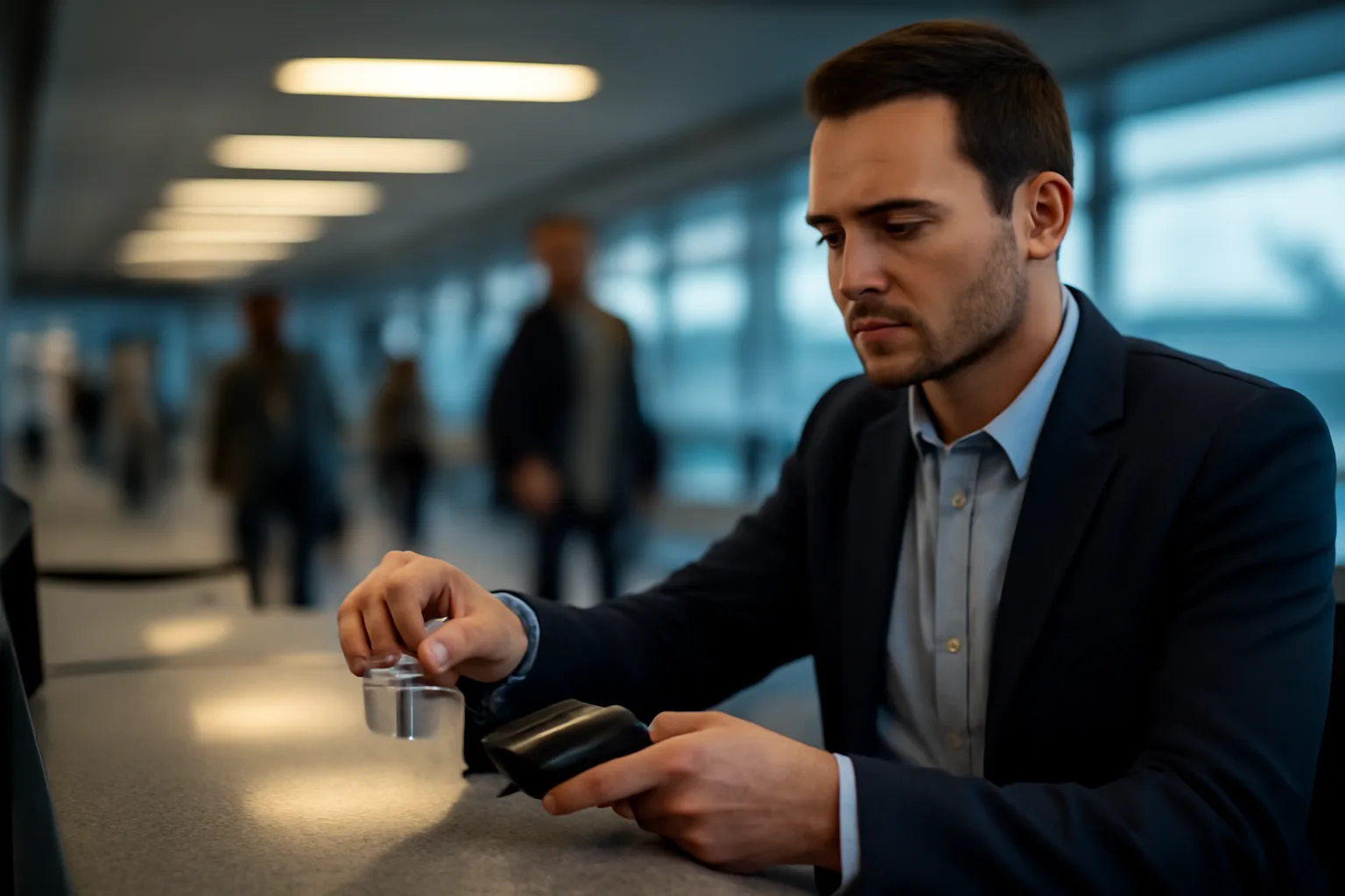 Rental car agent scanning a driver's license to check if it is suspended