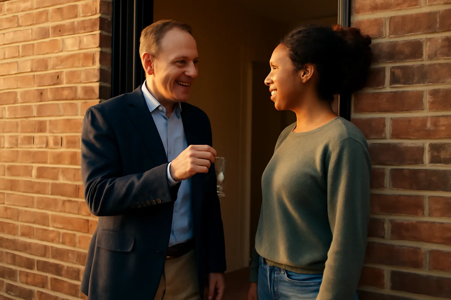 Landlord handing over keys to a tenant discussing rights without a signed lease
