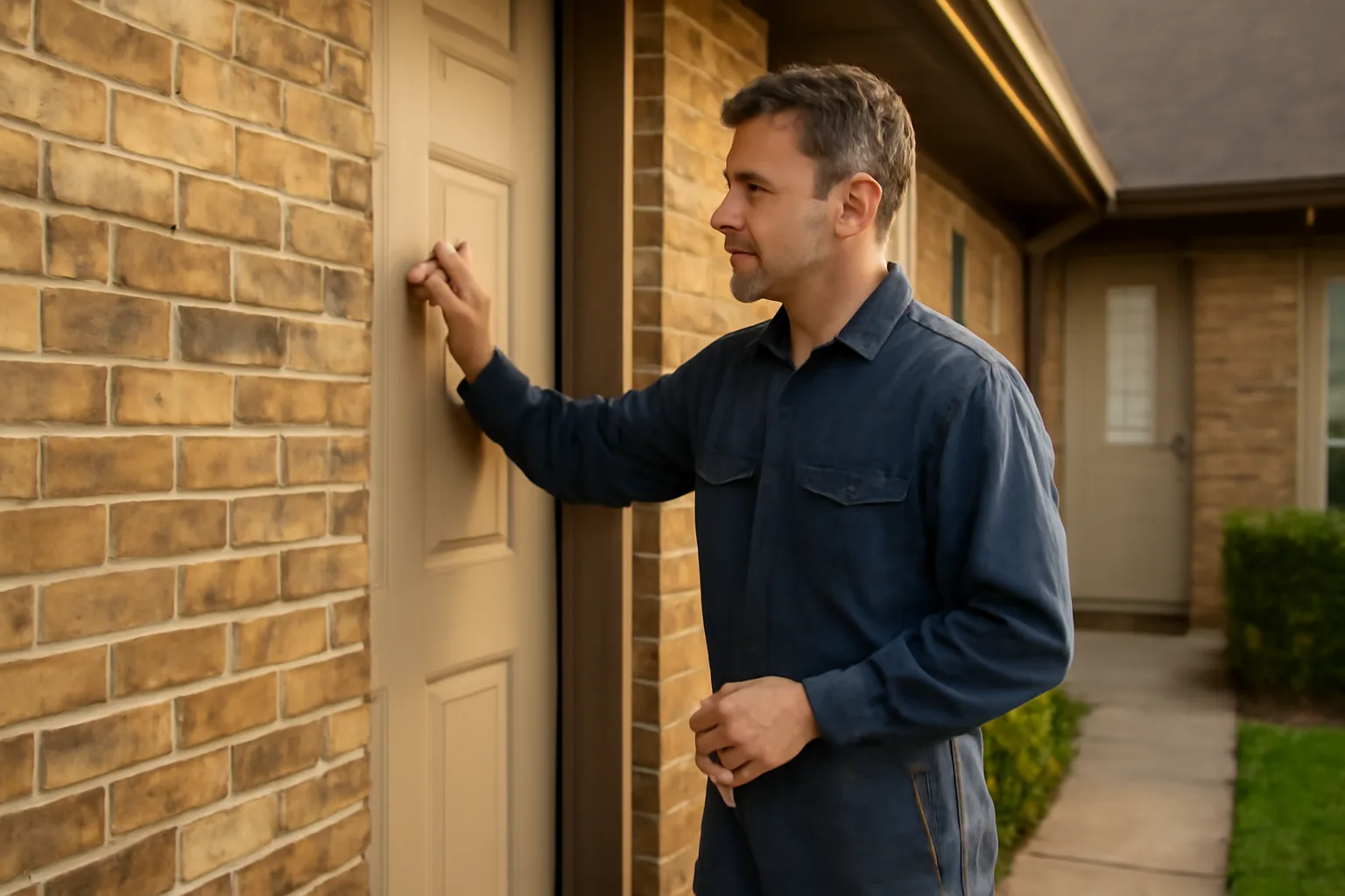 Landlord knocking on a rental unit door before entering, illustrating entry notice practice