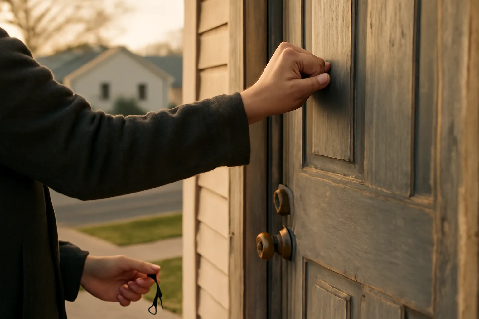 Landlord knocking on a rental unit door before entering, illustrating entry notice requirements