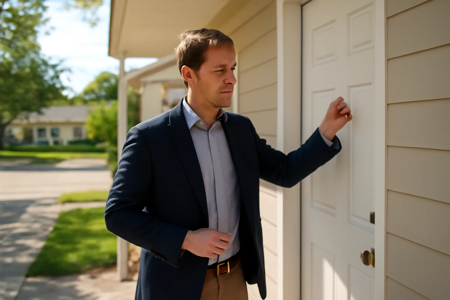 Landlord knocking on a rental house door before entering under Texas notice rules